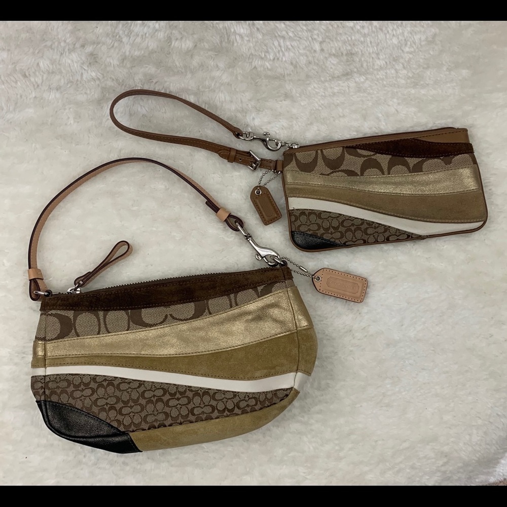 Coach Leather Patchwork Purse + Wristlet Bag